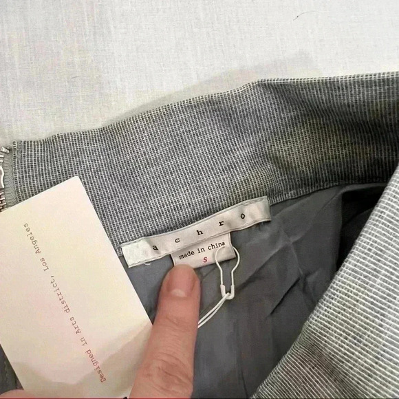 ACHRO Womens High Waisted Midi Pleated Pinstripe Skirt Sz S NWT Career Luxury - Picture 6 of 11